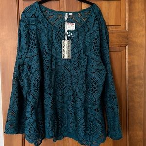 Ultra Pink lace top with attached tank.